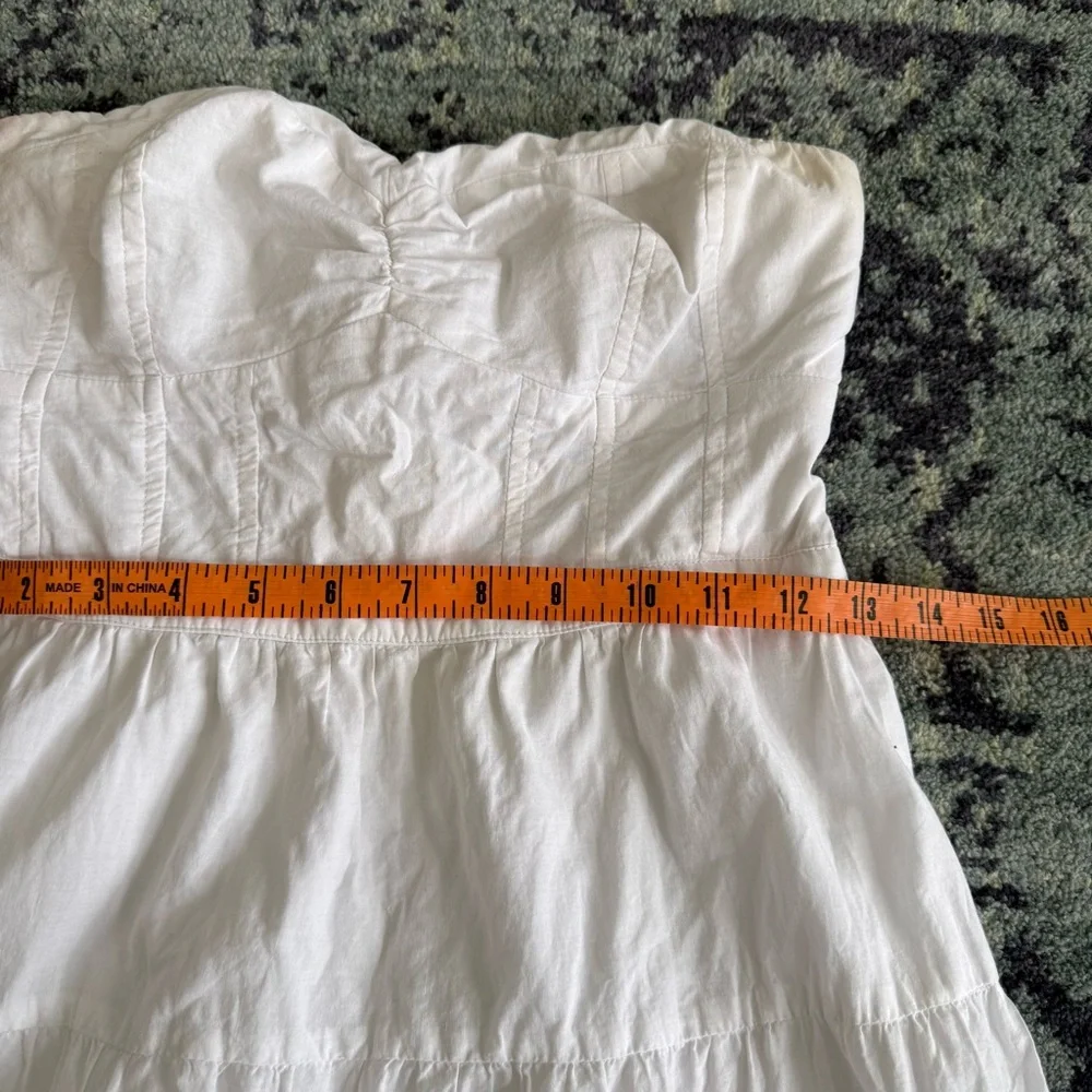 Strapless Women’s American Eagle Y2K Eyelit White Mini Dress Summer Preppy Boho - Picture 3 of 11